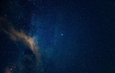 night sky with stars milkyway and polaris star