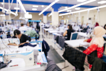 Defocused photo of sewing factory