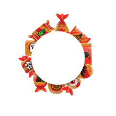 Fototapeta premium Circle frame art halloween candy design background