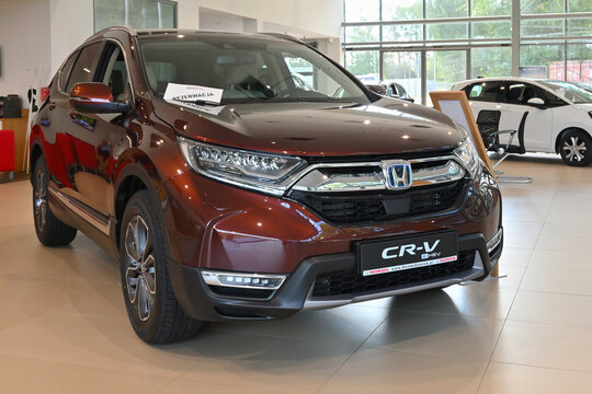 Gdansk, Poland - September 3, 2022: New model of Honda CR-V hybrid presented in the car showroom of Gdansk