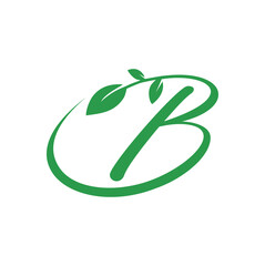 Letter B Natural Green leaf ecology monogram logo