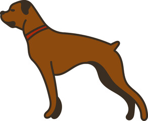 Boxer Dog, isolated outlined vector illustration, logo, website, t-shirt, and card graphic. Boxer Profile, side view dog.