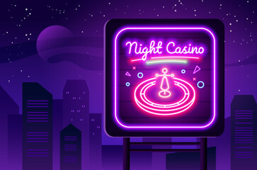 Neon gamer background. Video play concept with control electronic logo, night pc sign, poster and banner template. Slot machine bright signboard. Entertainment club vector isolated illustration