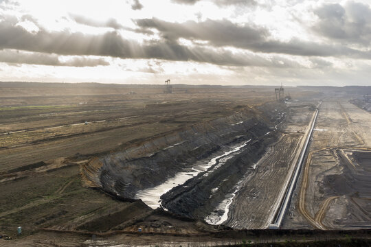 panorama of opencast mine in germany, garzweiler