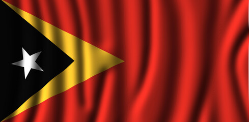 Waving Timor Leste Flag in beautiful 3d Illustration
