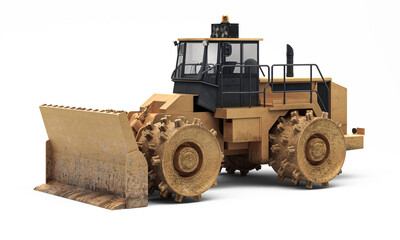 Bulldozer für schwere Erdarbeiten im Straßenbau - 3D-Visualsierung