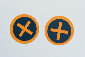 plus, positive, cross symbol on orange circles