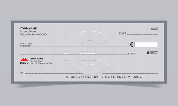 Blank Bank Check, Bank Cheque design with Relief background
