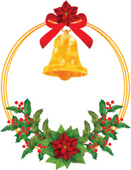 Christmas Wreath Flower Frame vector Illustration with colorful poinsettia flowers.Golden round frame with flowers.
Elements of design of holiday postcards, posters, banners.Wedding ornament concept.
