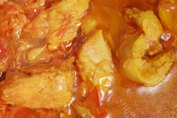 Close up of homemade indian chicken curry 