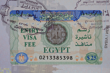 Fototapeta premium Egyptian Entry Visa with stamp on passport