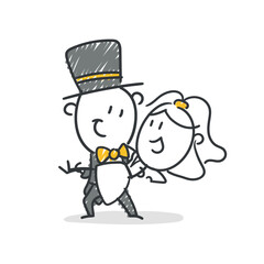 Strichfiguren / Strichmännchen: Hochzeit, Heirat, Ehepaar. (Nr. 828)