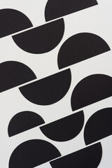 abstract black and white paper background with semi circle motif