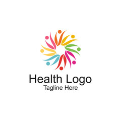 round sun people logo design