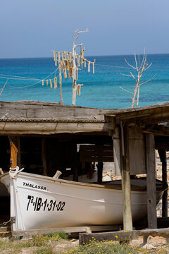 "Peix sec".Es Cal&oacute; de Sant Agust&iacute;..Formentera.Islas Pitiusas.Baleares.Espa&ntilde;a.
