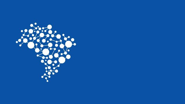 Brazil Map showing technological networking concept animation 4K banner copy space