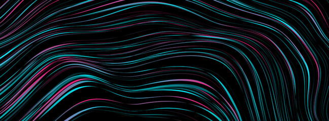 Blue purple curved liquid waves abstract glowing background. Vector banner design