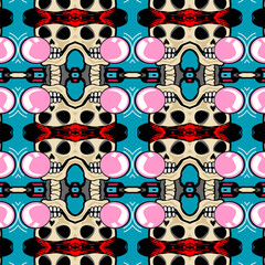 Skull Graphic Design Pattern, for fashion life style, Batik clothe, textile pattern and home decoration style