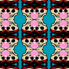 Skull Graphic Design Pattern, for fashion life style, Batik clothe, textile pattern and home decoration style