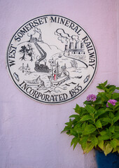 Round sign for the start of the West Somerset Mineral line, Watchet