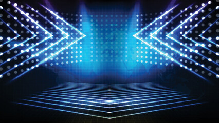 abstract futuristic background of empty stage arena stadium spotlgiht stage background