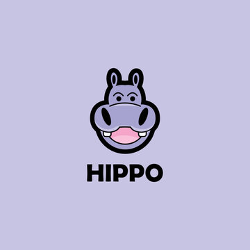 hippo mascot cartoon character logo vector