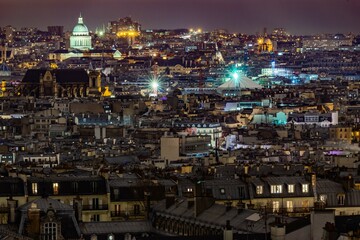 city skyline at night paris