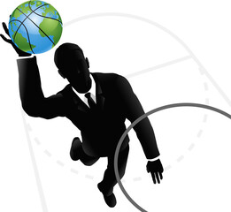 Business man slam dunking basketball © Christos Georghiou