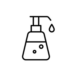 Liquid soap dispenser icon. Hand wash gel with bubbles. - vector icon