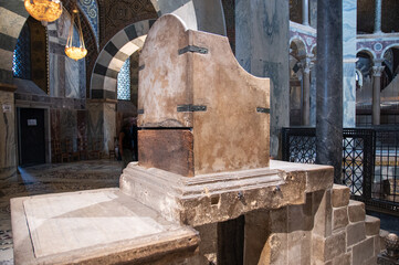 The Aachen royal throne, also known as the throne of Charlemagne, is a throne erected in the 790s...