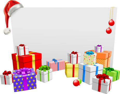 Christmas presents and sign concept