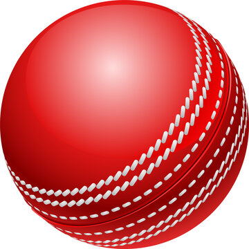 Shiny red traditional cricket ball