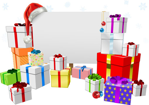 Christmas sign and gifts concept