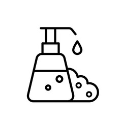 Liquid soap dispenser icon. Hand wash foam and bubbles. - vector icon