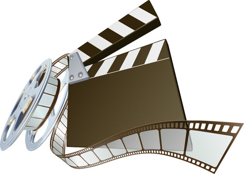 Film Clapperboard And Movie Film Reel