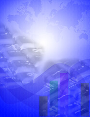 Blue tech background with map of earth