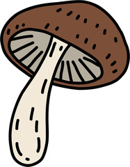 doodle freehand sketch drawing of shitake mushroom vegetable.