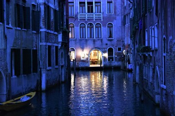 Purple Venice canal in the evening