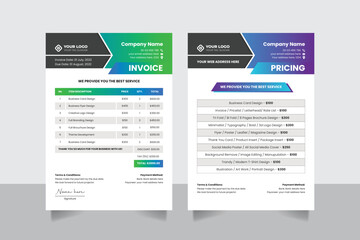 Creative corporate business Invoice bill receipt pricelist quote letterhead design template design 