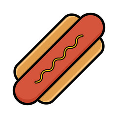Hot dog. Fast food flat illustration vector for posters, menus, brochures, web and fast food icons
