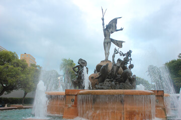Raices Fountain along Paseo de la Princesa in San Juan, Puerto Rico.