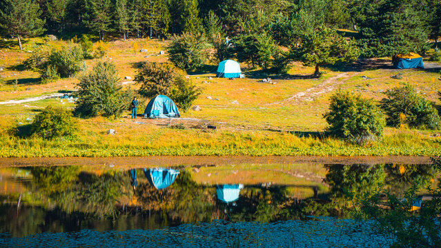camping in Karagol Geosite, Black Lake, Kizilcahamam, Ankara, Turkey