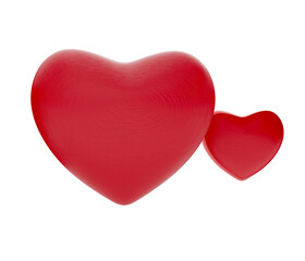 two red hearts 3d-illustration