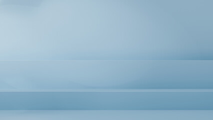 Blue empty wall. 3d empty pedestal. Presentation commercial product display stand, showcase background.