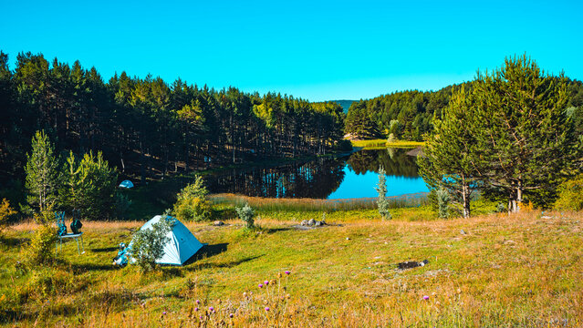 camping in Karagol Geosite, Black Lake, Kizilcahamam, Ankara, Turkey