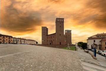 Fossano, Cuneo, Italy - September 3, 2022: The Castle of the Princes of Acaja (XIV century) in...