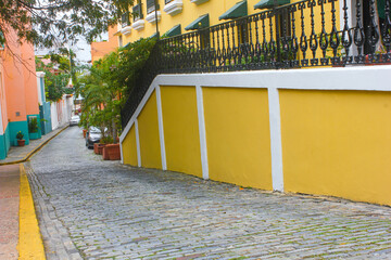 Colonial buildings in Old City of San Juan, Puerto Rico Island, West Indies, United States of...