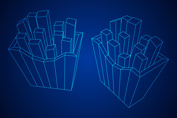 French fried potato in pack box. Fast food, junk.