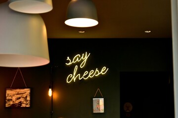 Say cheese neon sign