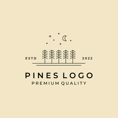 pine tree minimalist logo line art vector symbol illustration design